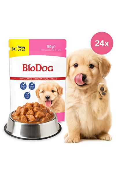 Biodog 24x Pouch Wet Food For Junior Puppies With Chicken