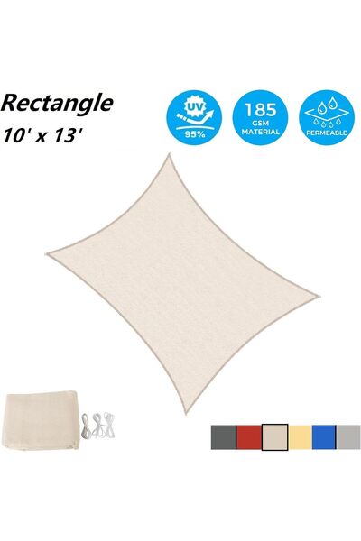 Generic Aster Outdoor Sun Shade Sail Rectangular UV Protection 10' x 13' - Cream