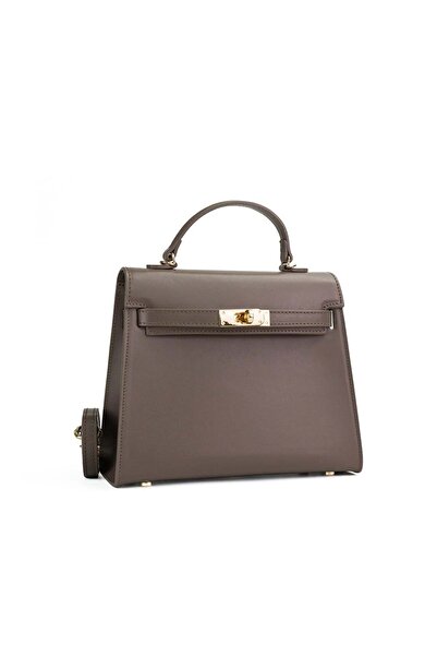 Posete Fagaras Poseta Piele Thea Slim Mini - Taupe, 1 Compartiment, 1 Buzunar, Bareta Reglabila max 122 cm