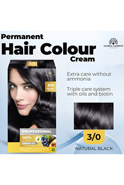 global fashion Permanent Hair Color Cream 250ml – 100% Grey Coverage, Ammonia-Free, Long-Lasting Formula
