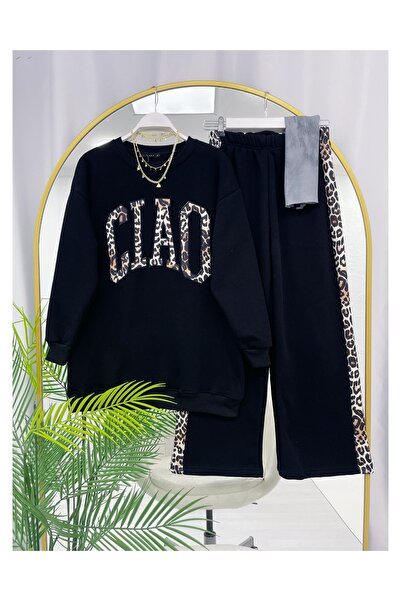 YEDİLALE Ciao Three-Ply Leopard Detail Double Set