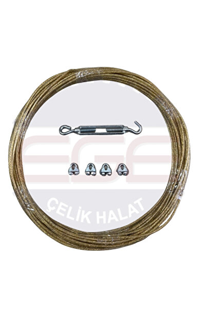 EgeÇelikHalat Çelik Çamaşır İpi Teli Seti Çamaşır Kurutmalık PVC Kaplamalı