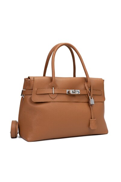 Posete Fagaras Lelia Leather Purse - Camel, Casual Bag Made of Genuine Leathe...