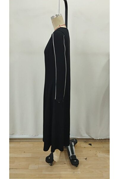 JANES Rochie Midi Modal cu mâneci lungi pentru femei guler rotund