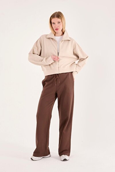 Store 100% Cotton Full Zip Women's Sweatshirt + Pants Combination (2 Pieces)
