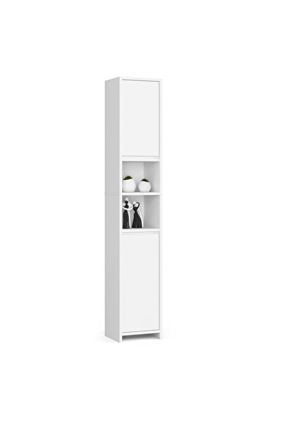 SERSIMO Dulap de baie tip coloană, cu 2 uși și 4 rafturi, PAL de 16 mm, 32x28x180 cm, alb