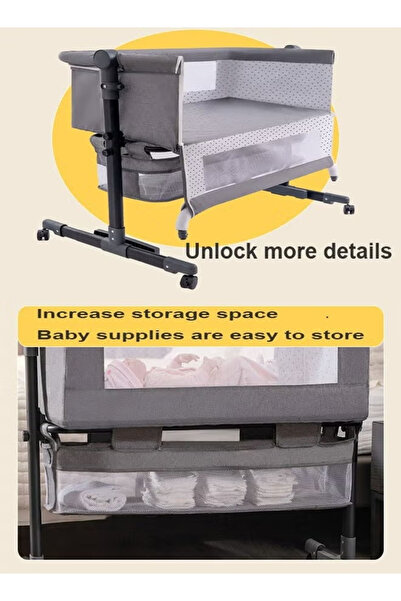 ULHYC 3 in 1 Portable Foldable Baby Travel Bed with Adjustable Height, Breathable Mesh and Mattress