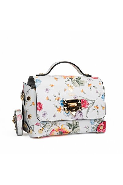 Posete Fagaras Natalia Leather Purse - Floral, Casual Bag Made of Genuine Lea...