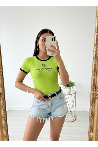 MaxiMor Women's Crew Neck Basic Slim Fit Short Sleeve Body Full Stretch Fabric Full Fit Length 55 cm