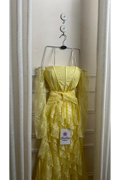 Bailsan فستان طويل دانتيل ليموني