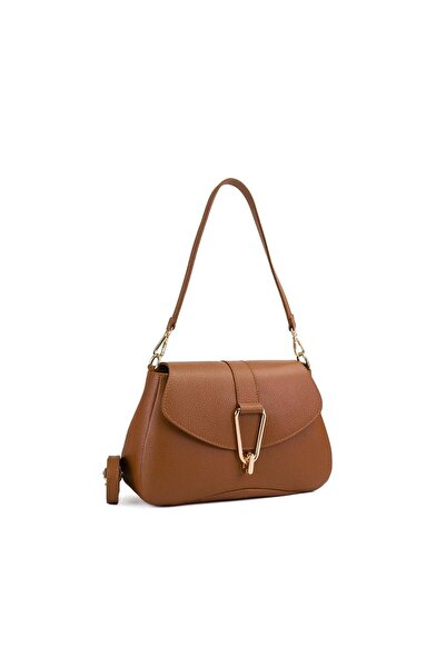 Posete Fagaras Poseta Piele Emily - Coniac, 1 Compartiment, 2 Buzunare, 1 Bar...