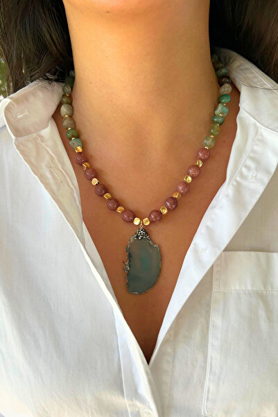 Suerte Accessories Tımbıl Yeşim ve Yıldız Taşı Doğal Taş El Yapımı Yeşim Doğa...