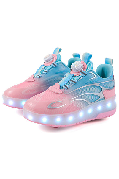 Generic Shoes with Wheels LED Light Shoes Skate Shoes Kids Gifts Boys Girls Shiny Roller Skates - Pink, 38