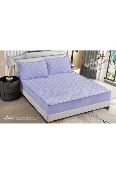 Inovius Husa matlasata tip topper din catifea, 180x200cm+2 fete de perna 50x70cm JJJ5043