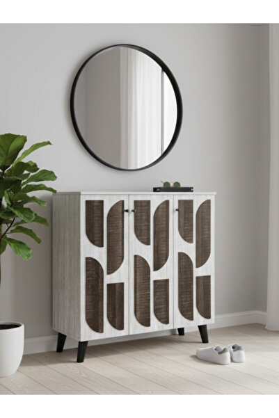 Bec4 Large Malaysian shoe cabinet with a modern geometric design