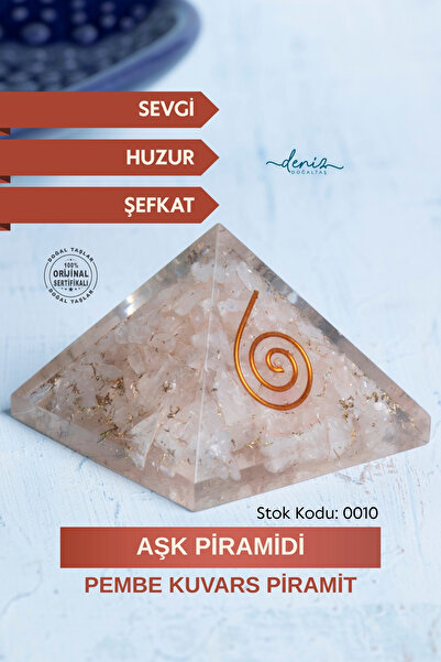 Deniz Doğal Taş Sertifikalı Pembe Kuvars Doğal Taş Aşk Piramidi S.K: 0010