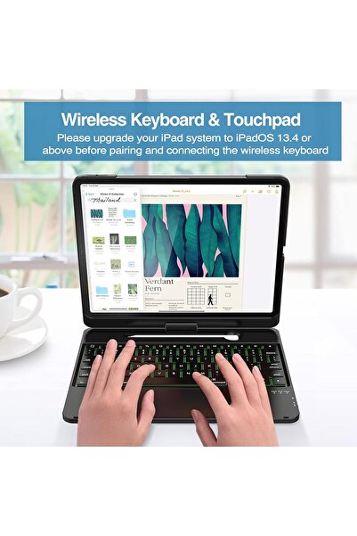 PROCASE Touchpad Keyboard Case for iPad Pro 12.9 (3rd–6th Gen) - 360° Rotation, 7-Color Backlit,