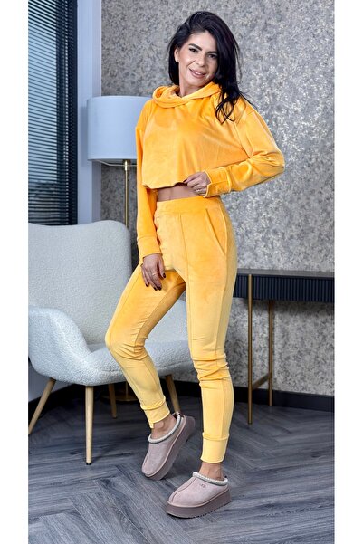 RAMONA BADESCU EXCLUSIVE Trening din catifea fină cu hanorac cropped și panta...