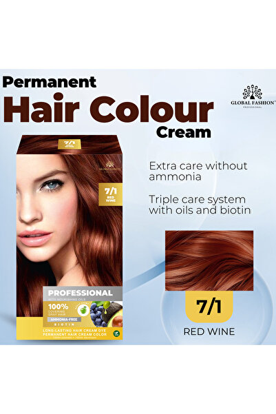 global fashion Permanent Hair Color Cream 250ml – 100% Grey Coverage, Ammonia-Free, Long-Lasting Formula