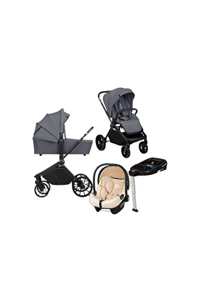 Lİonelo Stroller 4in1 Mika Plus, Beige ADAC+Isofix, 3D, up to 22kg, Grey