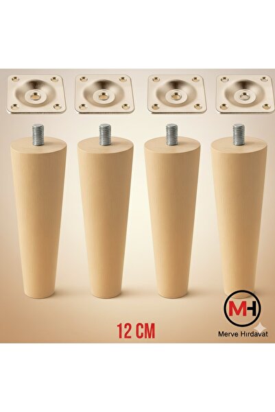 merveuras Ahşap Mobilya Koltuk Ayağı (vida aparat dahil 4 lü set)12 cm