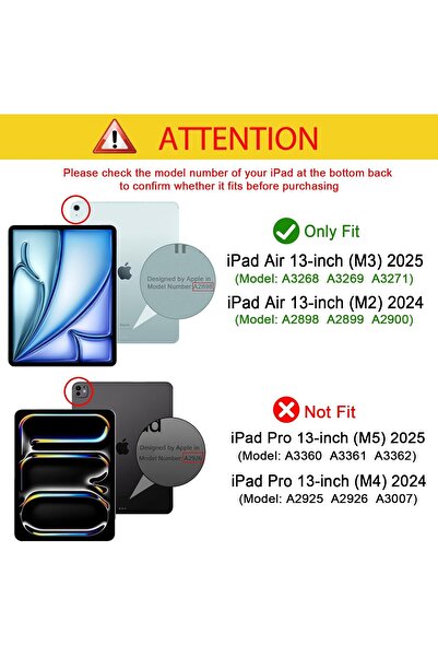 PROCASE for iPad Air 13 Inch Case M3 2025/M2 2024 Slim Smart Cover - Black