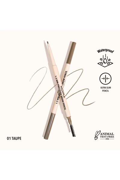 MOİRA - قلم حواجب دقيق (001، بني رمادي) 1.5 مم