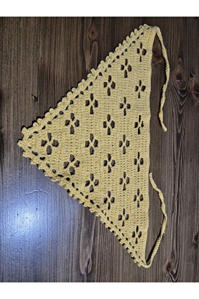 ATÖLYE MİLLA Sarı dörtlü model örgü bandana