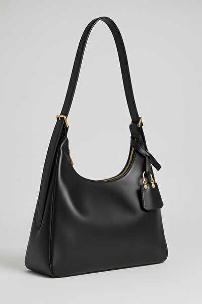 KISCHE Women's Shoulder Bag Black Casual Lined Zippered Adjustable Charmlı Women's Bag Lisa