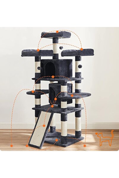 Selgot Cat Playset, Size 60 x 50 x 170 cm, 6 Levels, Color Grey