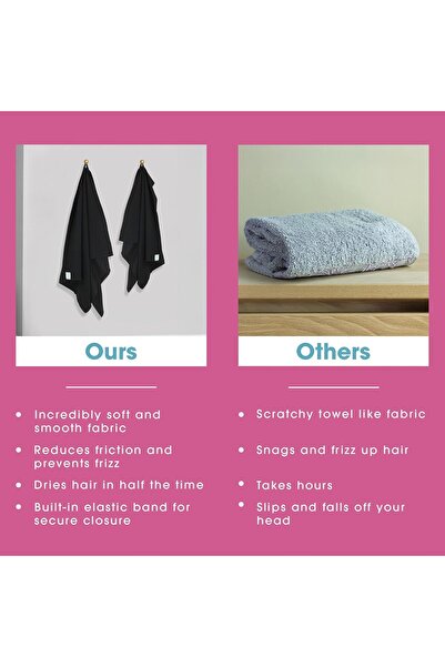 Generic Hair RePear Ultimate Long Hair Towel, 21 x 44 in, Black