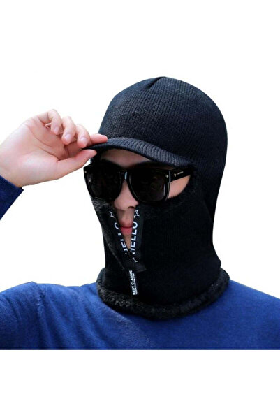 zola Balaclava with zipper and visor, universal size, fluffy lining, polyester, black