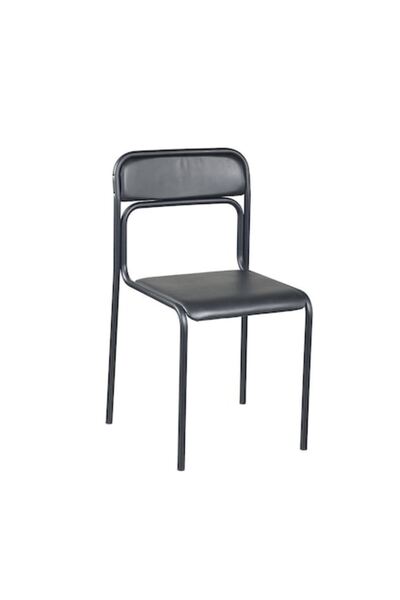 Ergonica Scaun vizitator ASMITA negru, piele ecologică neagră