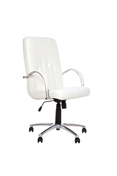 Ergonica Scaun directorial MAVIS STEEL CHROME, piele ecologică albă