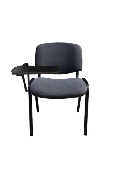 Ergonica GOA BLACK Visitor Chair with Writing Tablet, Dark Grey Cagliari Fabric