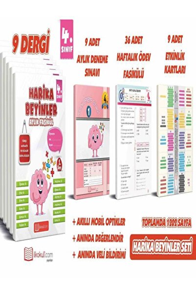 ilkokul1 YAYINLARI HARİKA BEYİNLER 4.SINIF AYLIK FASİKÜL (9 SAYI)