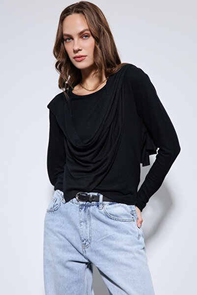 Antioch Black Draped Ball with Shawl Detail