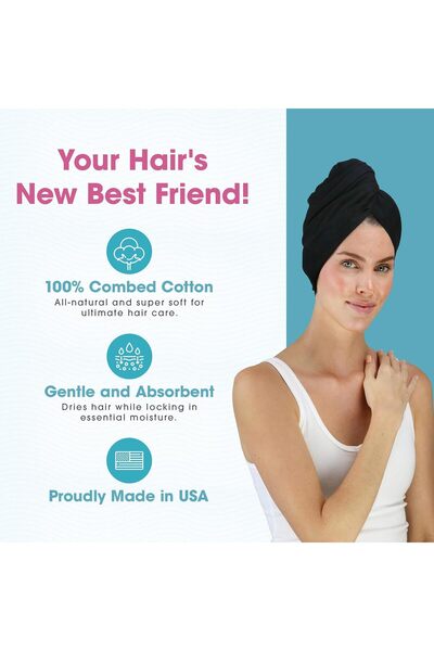 Generic Hair RePear Ultimate Long Hair Towel, 21 x 44 in, Black