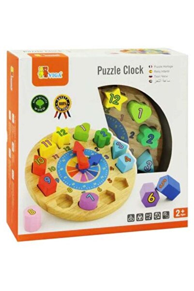 Viga Wooden Shape Sorting Puzzle Clock for Toddlers