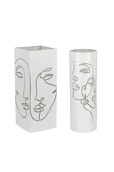 Bizzotto Σετ 2 λευκών ατσάλινων βάσεων ομπρέλας Evans 20x20x52h; ø18x52h