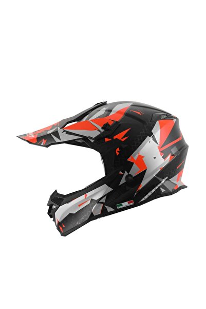 Sway - FS-617 CHAOS CROSS KASK - SİYAH KIRMIZI GRİ - MEDİUM BEDEN