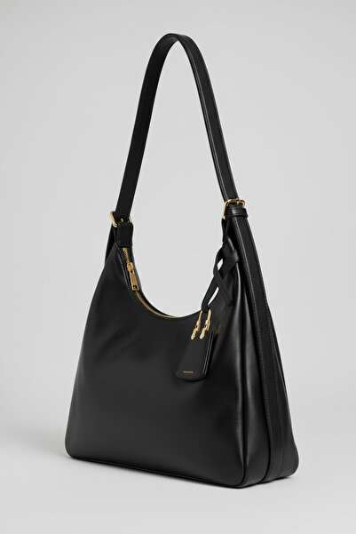 KISCHE Women's Shoulder Bag Black Casual Lined Zippered Adjustable Charmlı Women's Bag Lisa