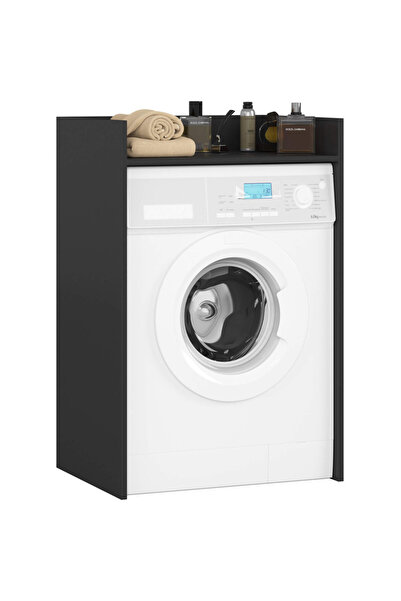 SERSIMO Washing machine cover with shelf, laminated chipboard, 64x50x98 cm, black