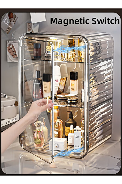 Generic Large Capacity Cosmetic Storage Box Acrylic Cosmetic Storage Rack with Adjustable Height Shelves