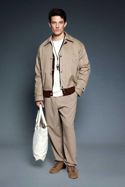 ablukaonline Men's relax fit contrast collar jacket beige