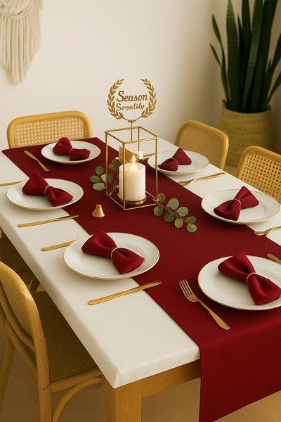 SADEN HOME Cotton Stain-Proof Burgundy Long Runner