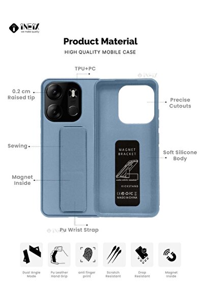 ineix 3-in-1 Magnetic Wrist Strap Hand Grip Stand Cover for Tecno Spark Go 2023
