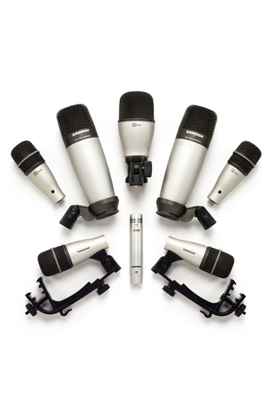 Samson 8-Piece Drum Microphone Kit, XLR, White
