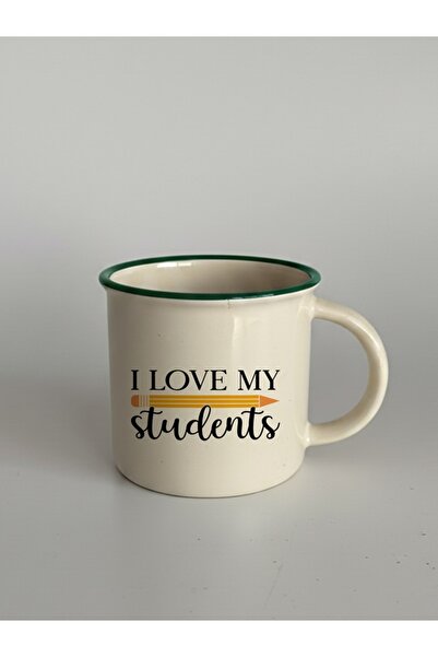 IŞILAY PROMOSYON Green - I Love My Students Modern Ceramic Mug with Lip