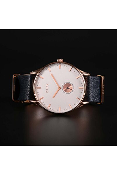 ZINK Men's Rose Gold Quartz Watch, Stainless Steel/Leather | ZK-001